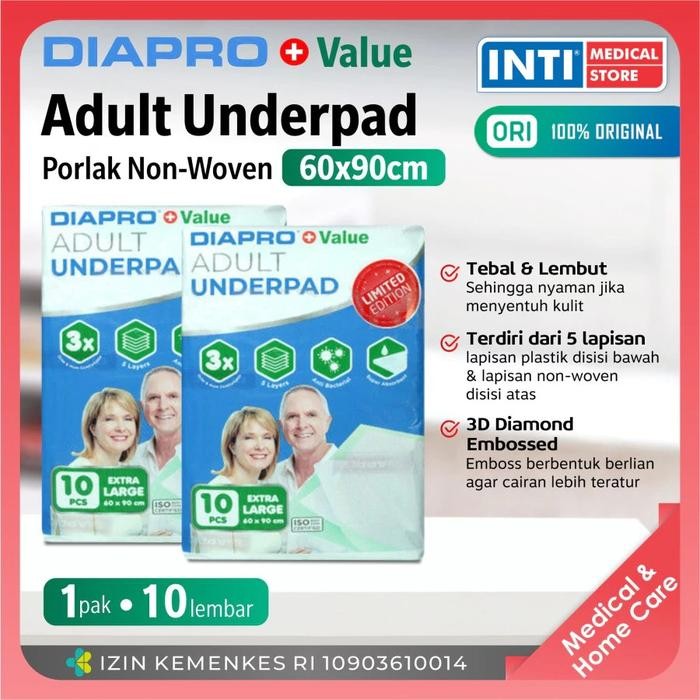 New Diapro Underpad 60 X 90 Underpad Diapro Perlak Dewasa Original
