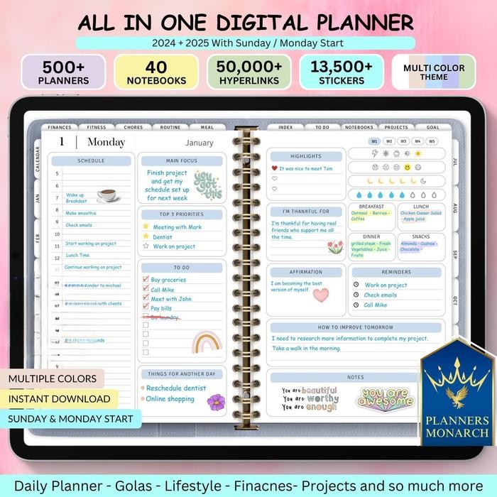 

AqibSaza All-in-One Digital Planner 2025, Digital Planner, Weekly, Daily Planner, Notability,