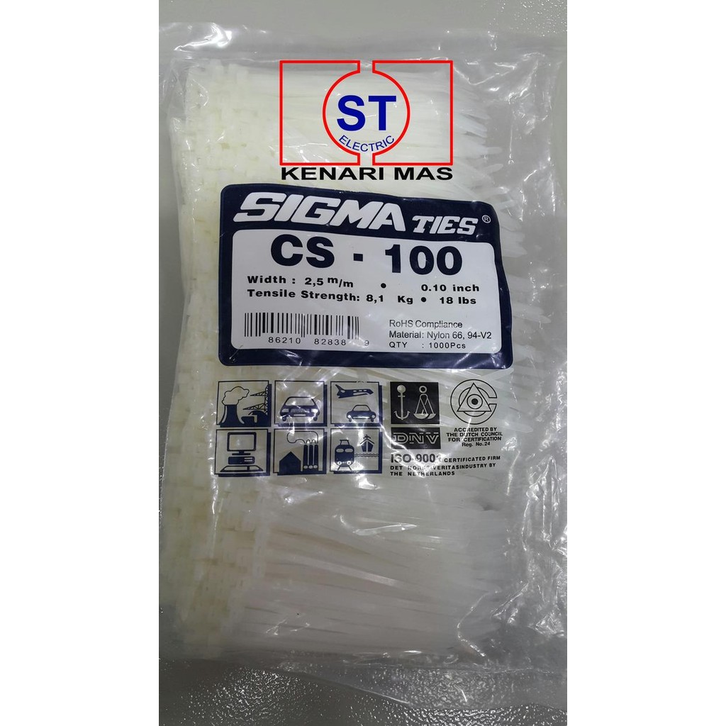 

TERBARU! Kabel Ties / Kabel Tis / Cable Tie CS 100 T Putih 10 cm SIGMA