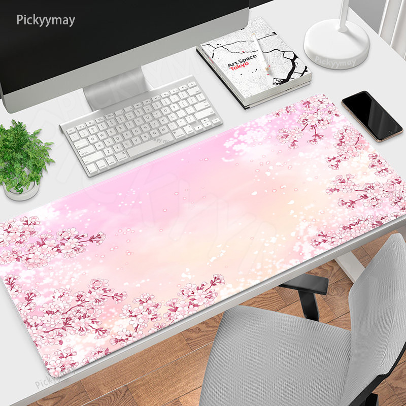

Office Mouse Pads Pink Sakura Gaming Mousepads Cherry Blossom Large Mousepad Gamer Rubber Mat