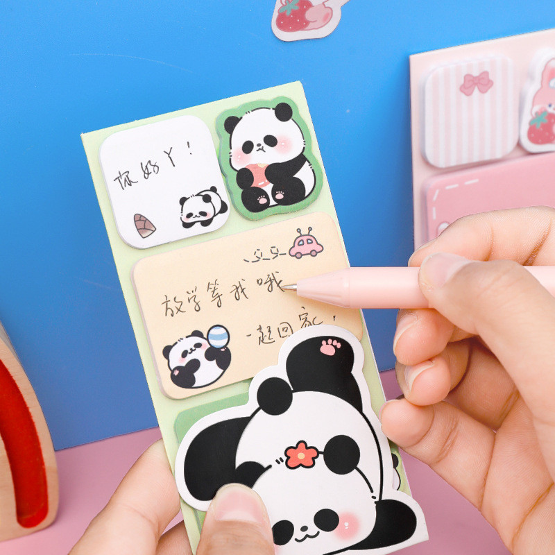 

1 Pieces Lytwtw'S Lovely Animal Panda Rabbit Bear Dog Sticky Notes Memo Pad Paper School Supplies