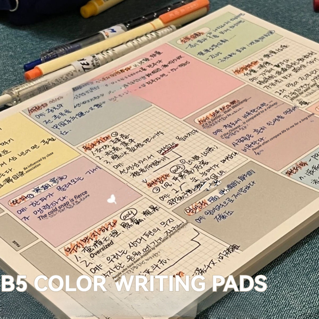 

B5 Colored Memo Pad Multifunctional Notebooks 2024 Tearable Notepad Planner Learning Paper School