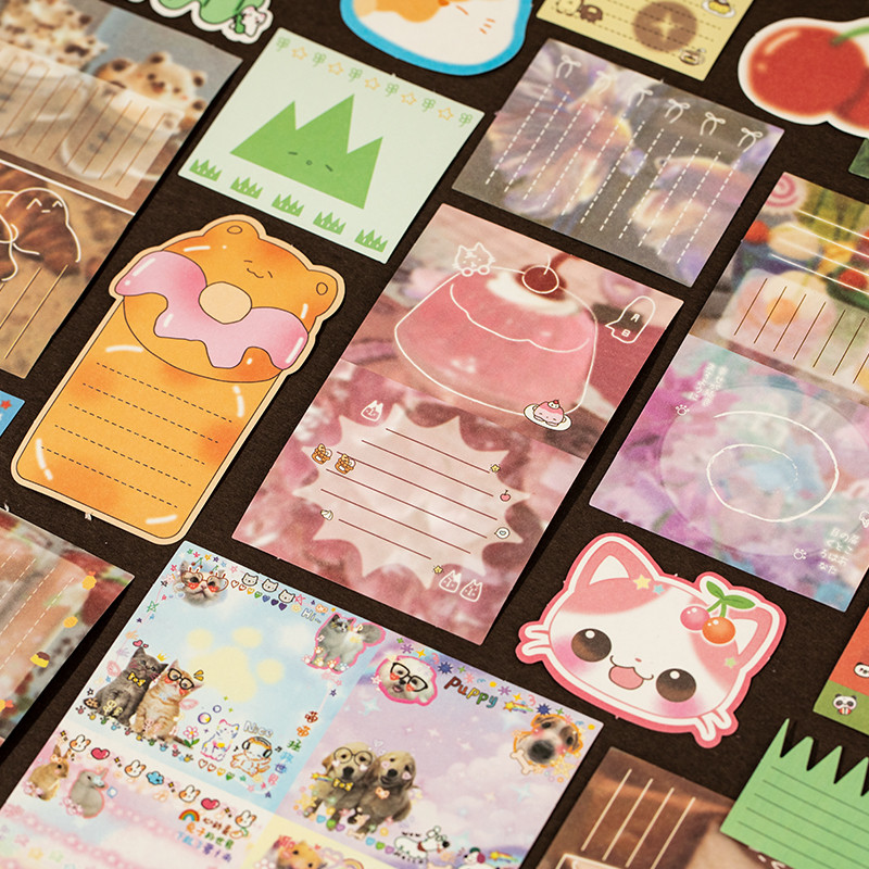 

200Pcs/Pack Cute Retro Y2K Memo Pads Message Paper Journal Diy Material Base Note Paper Japanese