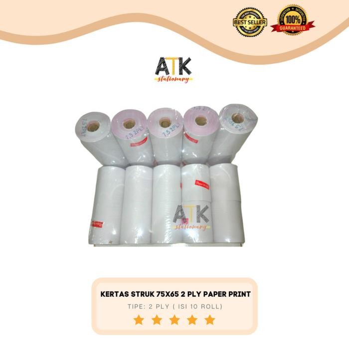 

SobatSaga Kertas Struk Kasir / Kas Register 75X65 (2 PLY) Paper Print 1 Pack ( 10 Roll) atk