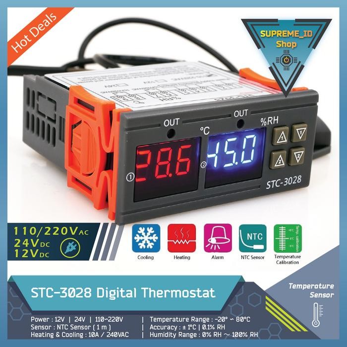 STC-3028 THERMOSTAT HYGROSTAT TEMPERATURE HUMIDITY CONTROLLER STC3028