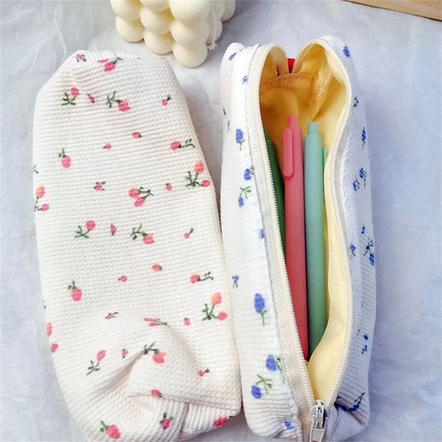 

Kawaii Floral Pencil Bag Small Flowers Pencil Cases Cute Simple Pen Bag Students Stationery Storage