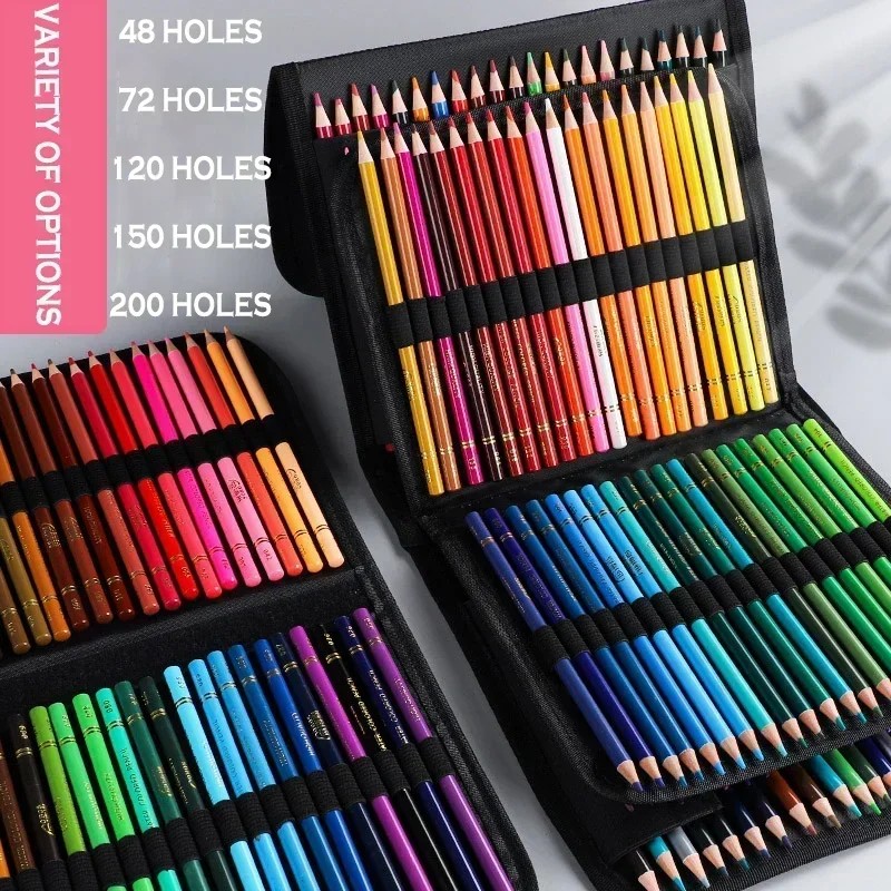 

Pouch Stationery Colors Canvas Pen Casestorage 200/150/120/72/48 Pencil Supplies Art Holes
