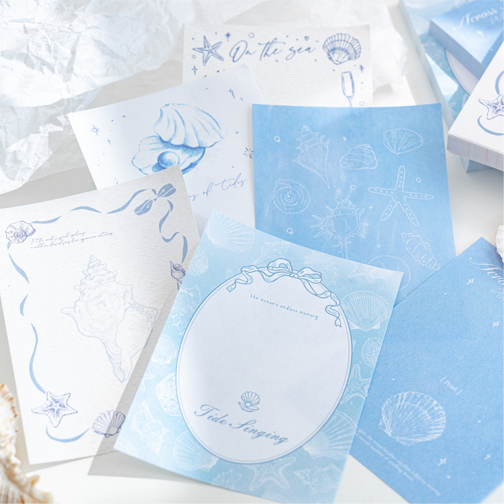 

80Pcs Ocean Voice Series Memo Pad Material Paper, Life Record Notebook, Diy Handmade Scrapbook,