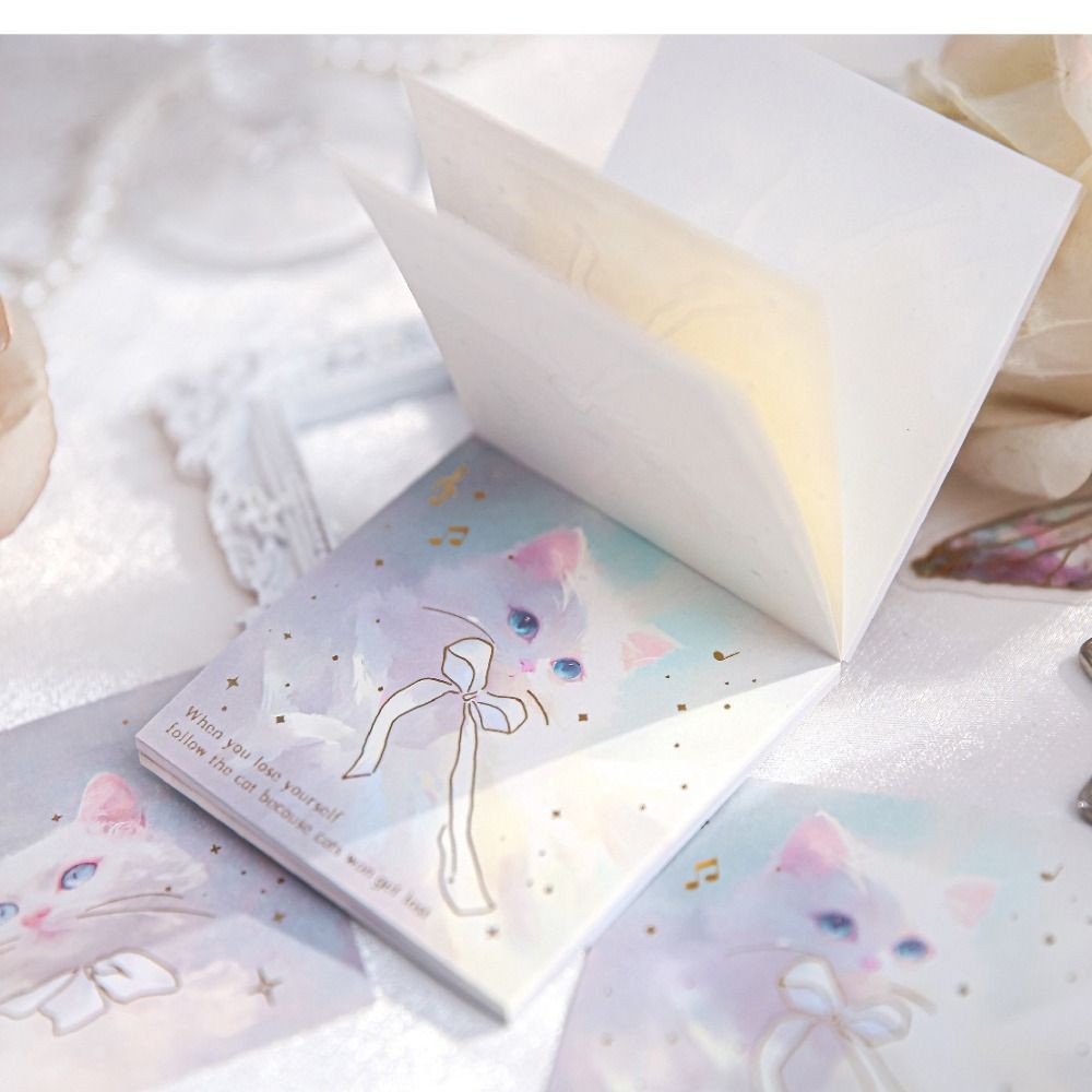 

60Pcs/Set New Dreamy Cat Themed Sticky Notes Book Versatile Memo Pad Handwritten Notes Cute School