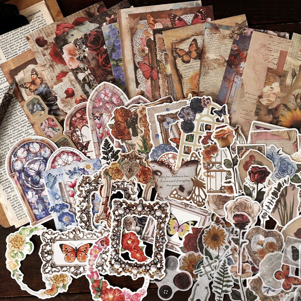 

200Pcs/Lot Memo Pads Material Paper Mottled Old Memories Junk Journal Scrapbooking Cards Retro