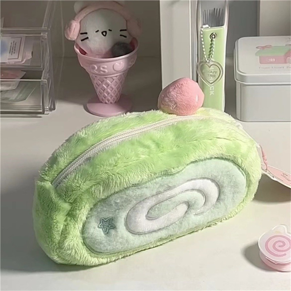 

Cute Honey Melon Swiss Roll Plush Pencil Case Large Capacity Stationery Bag School Student Pen Bag
