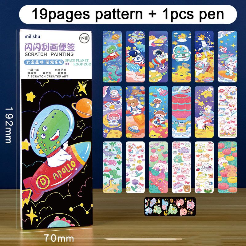 

Rainbow Scratch Bookmark Art Paper Kit Cartoon Unicorn Dinosaur Flower Fairy Mermaid Princess