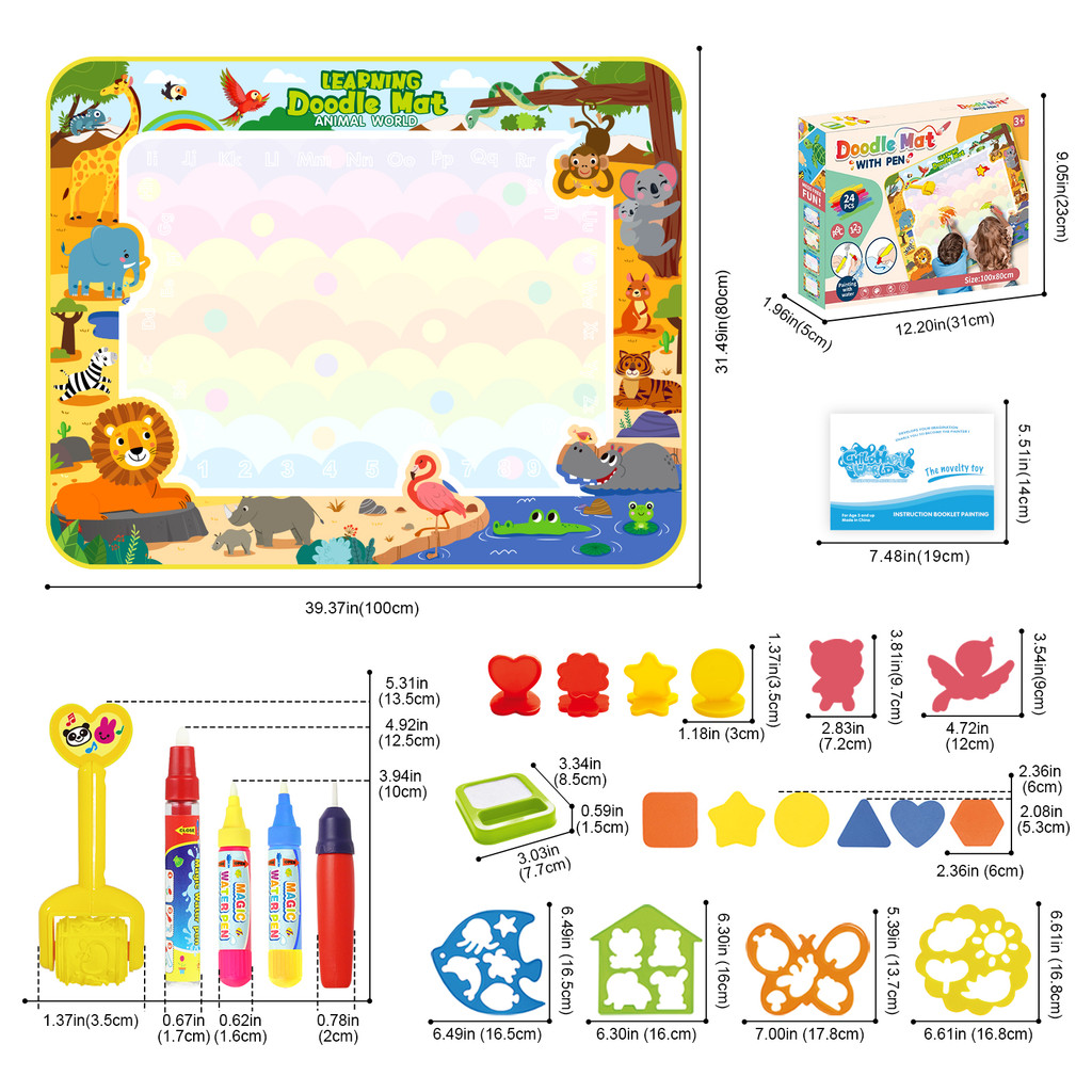 

100X80Cm Magic Water Drawing Mat Coloring Doodle With Reusable Magic Pens Montessori Painting Board