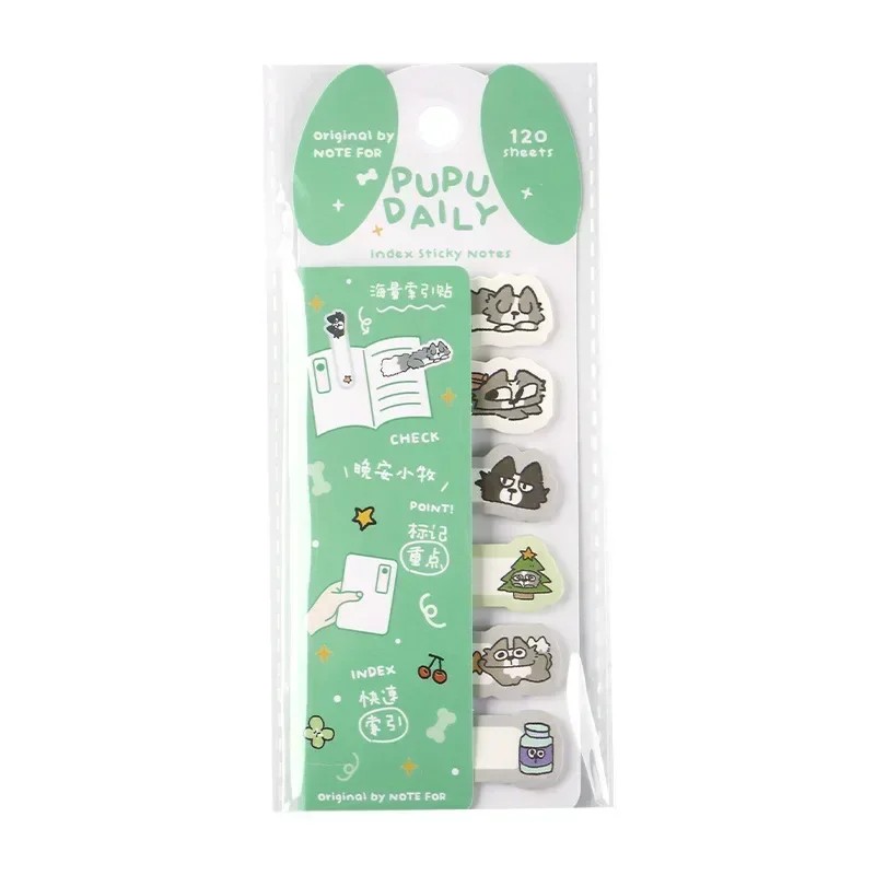 

1Pcs Index Sticky Notes Korean Line Puppy Cute Decoration Bookmark Classification Note Message