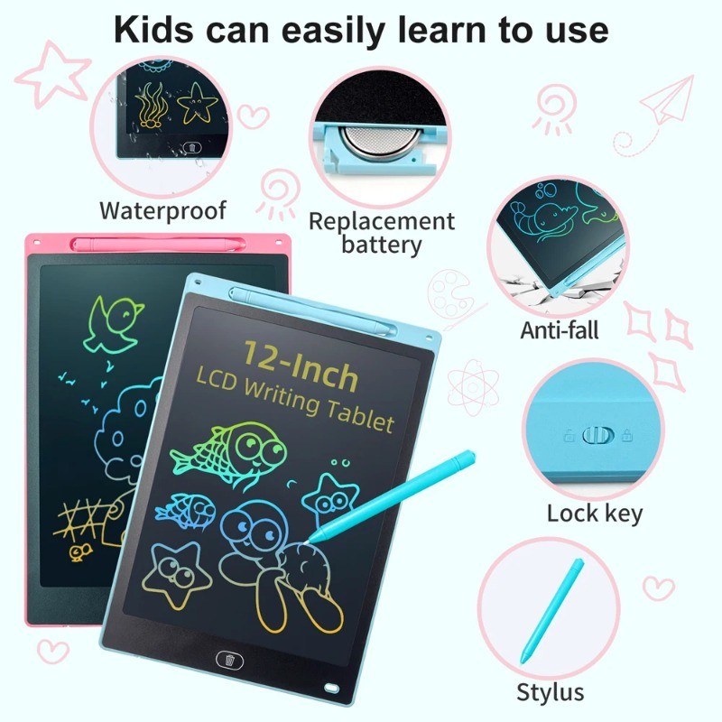 

12 Inch Lcd Writing Tablet Kids Drawing Board Montessori Learning Educational Toys Students Magic
