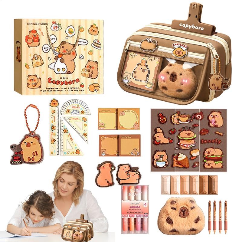 

Large Capacity Pencil Case F-Lip Cover Stationery Pencil Bag Simple Capybara Stationery Storage Bag