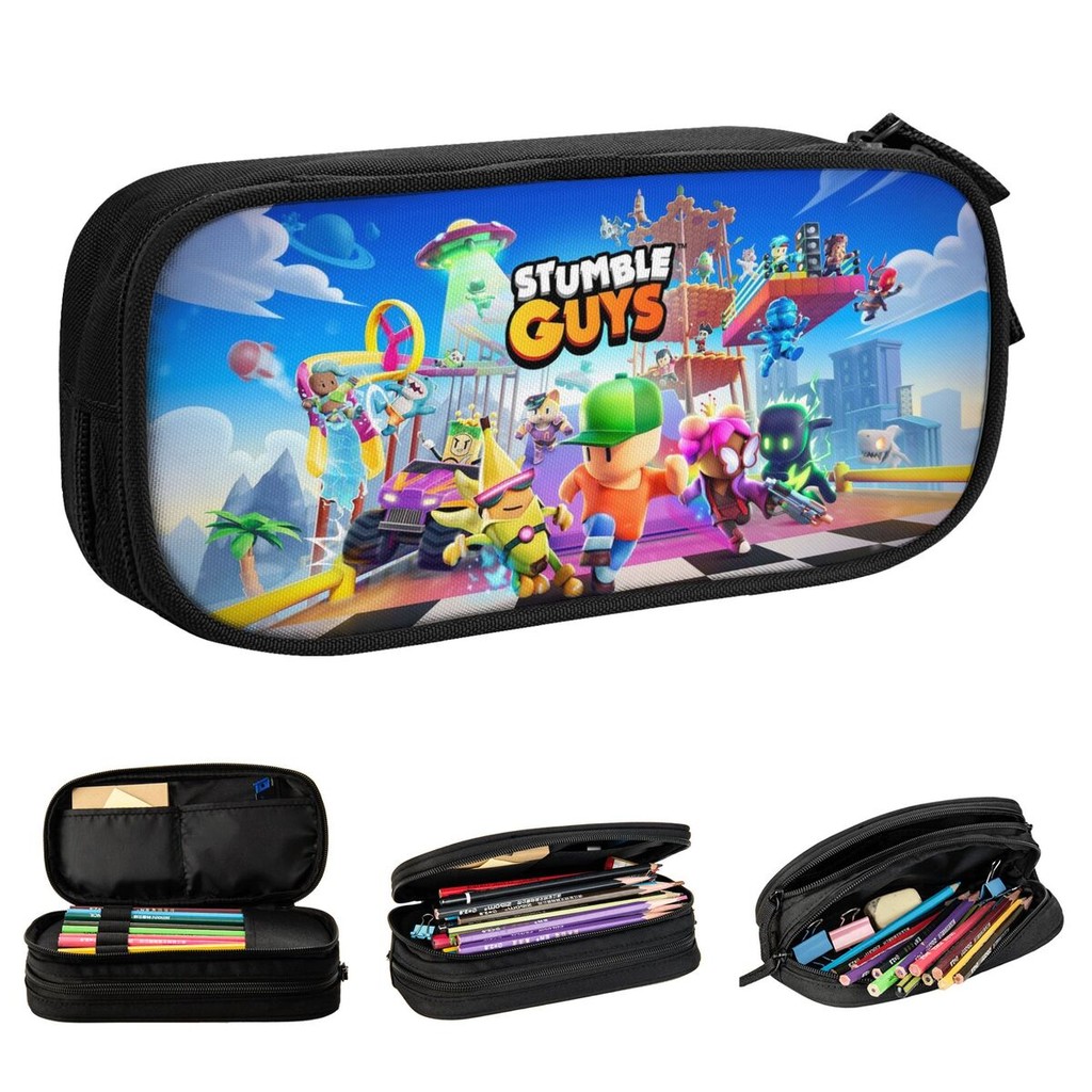 

Stumble Guys Game Cartoon Pencil Case Creative Pen Bags Girl Boy Large Storage School Supplies Gift