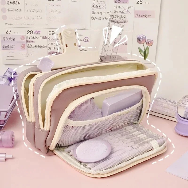 

1Pc Kawaii Girl Pencil Cases Large Capacity Aesthetic Pencil Bag Schoo Stationery Holder Bag Zipper