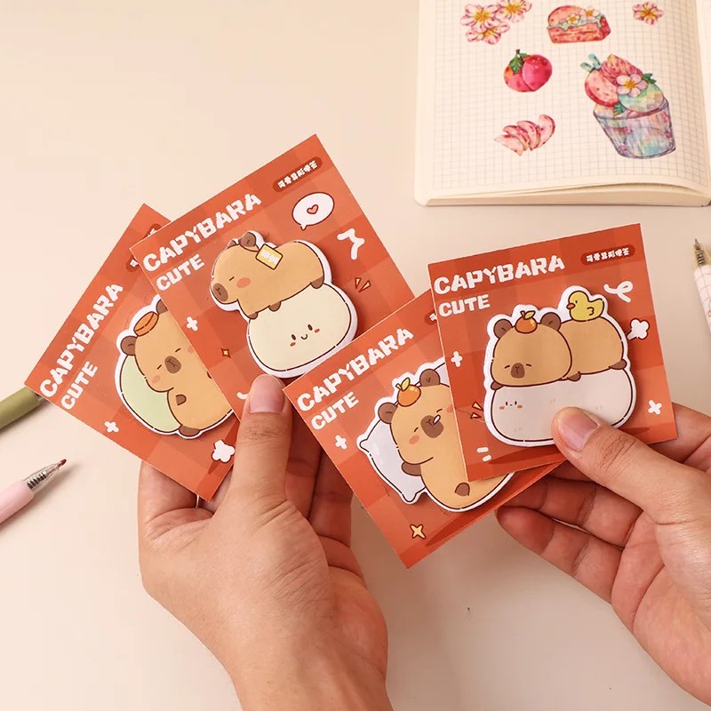 

5Pcs/Lot Cute Cartoon Capybara Sticky Note Memo Pad 30 Sheet/Book Tearable Sticker For School And