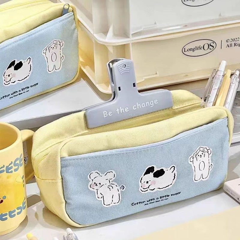 

Cute Three Puppies Large Capacity Pencil Case Lovely Canvas Pencil Bag Stationery Storage Pouch For