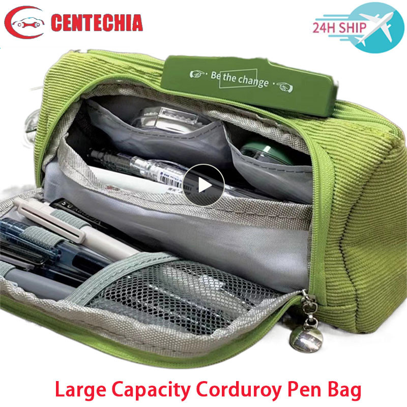 

New Pencil Box Green Pencil Case Large Capacity Multiple Layers Student Stationery Box Student