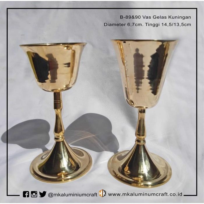 JTTOP" VAS BUNGA GELAS PANJANG KUNINGAN - BRASS VASE - MK ALUMINIUM