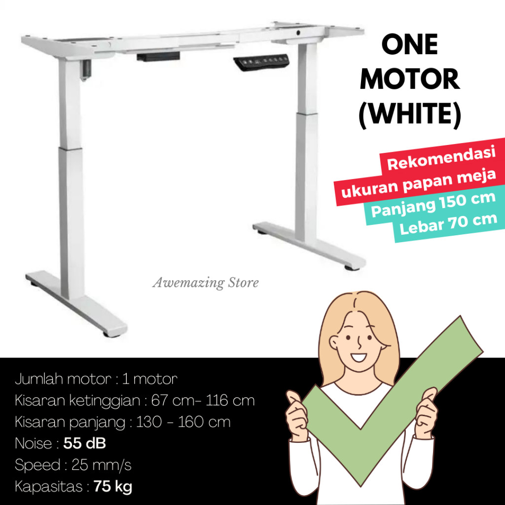 Ruparupa Craft Kaki Meja Elektrik Adjustable Electric Working Gaming Desk / Meja Listrik Pintar