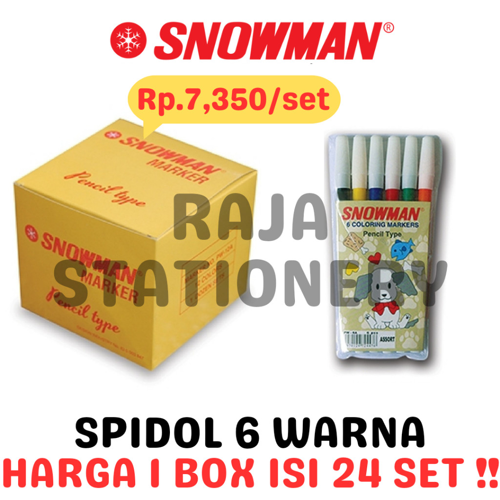

SNOWMAN COLOURING MARKER SPIDOL SNOWMAN 6 WARNA PW-6A PW6A SET [24SET] - RAJA BIGBOX