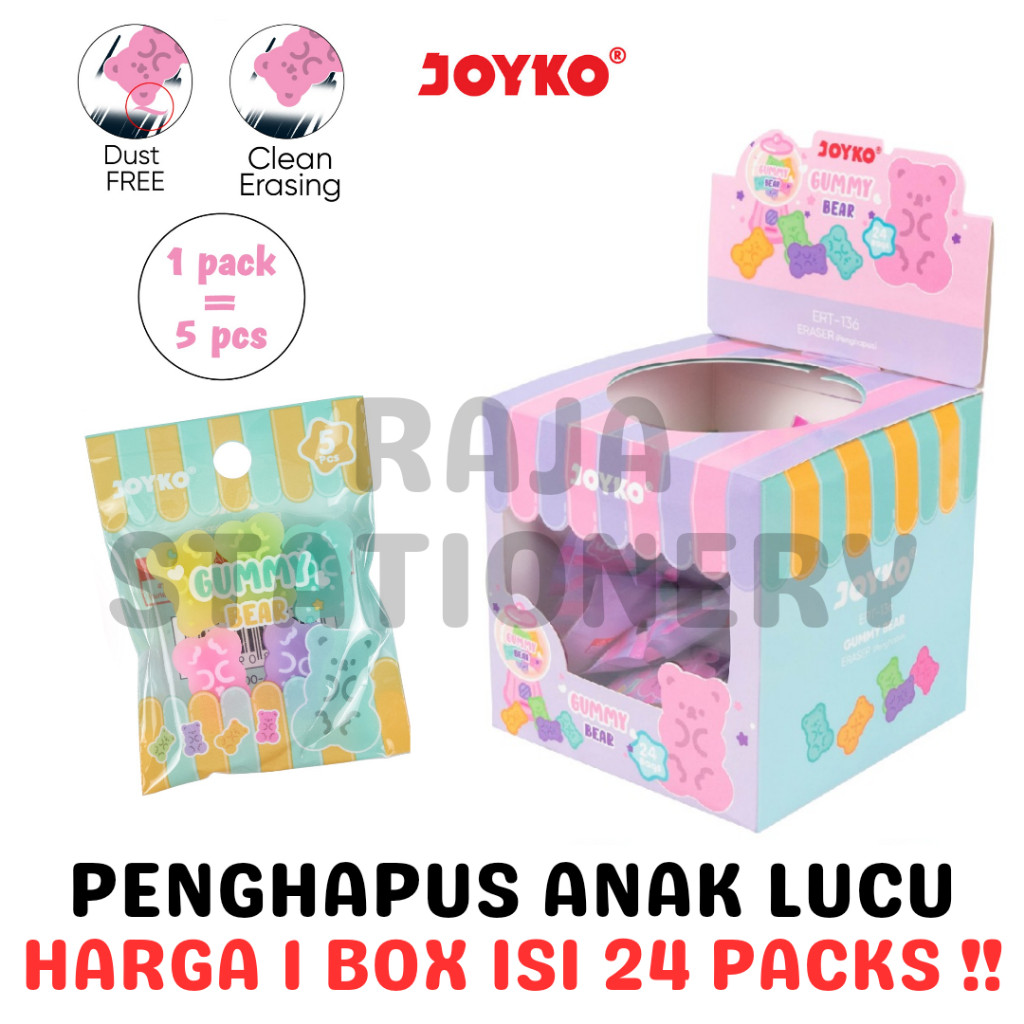 

JOYKO ERASER GUMMY BEAR PACK PENGHAPUS ANAK JOYKO LUCU ERT-136 [24PCS] - RAJA BIGBOX