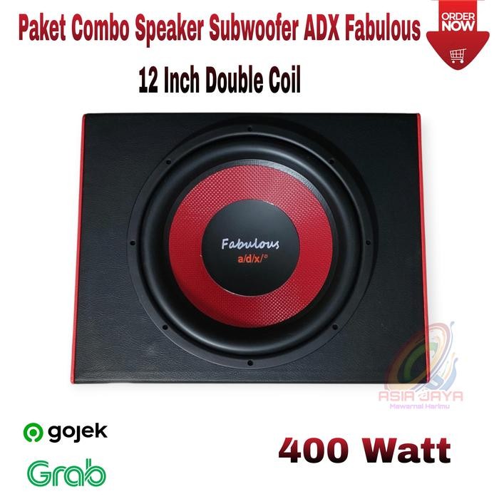 Paket Combo Speaker Subwoofer ADX Fabulous 12 inch Double Coil Plus Box 12 Inch Dan Tutup Speaker 12