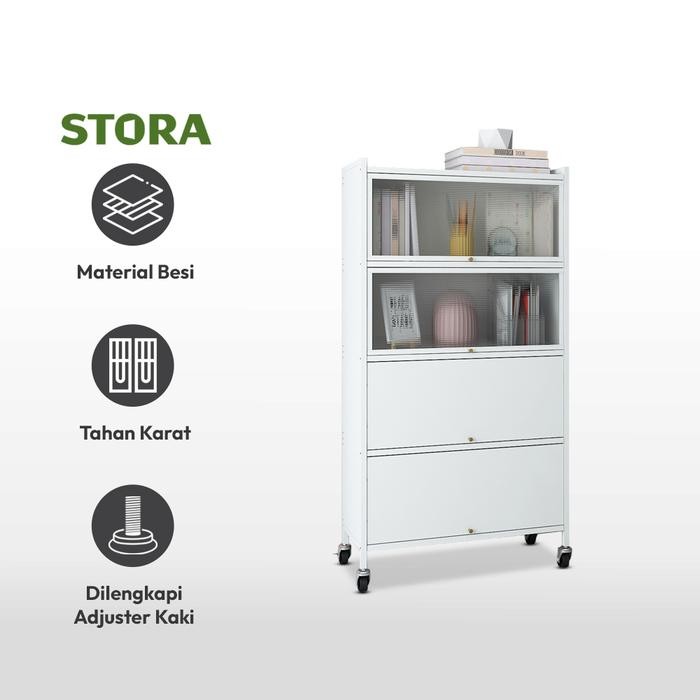 

AZKO Stora Kabinet Kantor Metal 5 Tingkat Dengan 4 Pintu - Putih