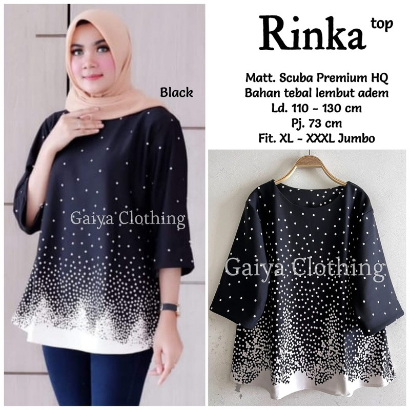 [READYY] Blouse Atasan Jumbo Wanita Scuba Motif Polkadot - RINKA JUMBO