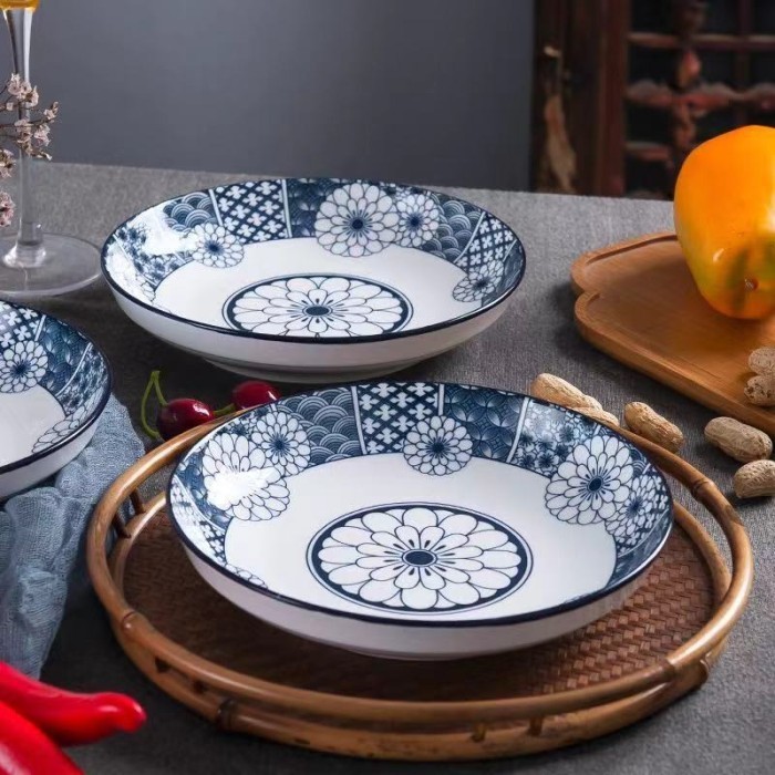 [Bestone] Piring Keramik Jepang Motif Blue Dream