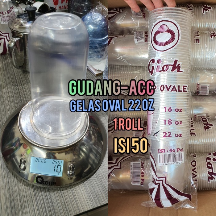 [Bestone] Gelas Oval 22oz Cup Oval 22oz Gelas Plastik Oval 22 oz isi 50buah