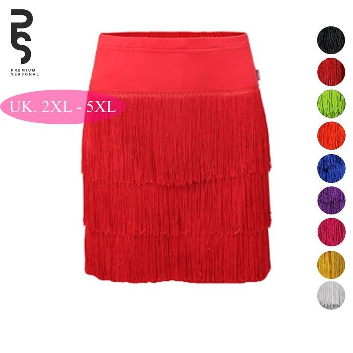 Skirta- Rok Rumbai Rata - Celana Rok Rumbai Motif Rata 3 Tingkat Panjang Variasi