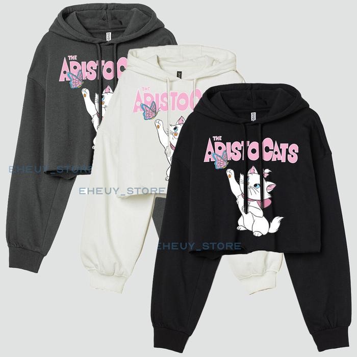 Wintessa- Hoodie Crop Aristocat Sweater Crop Korean Hoodie Cropped Wanita Korean Style Bahan