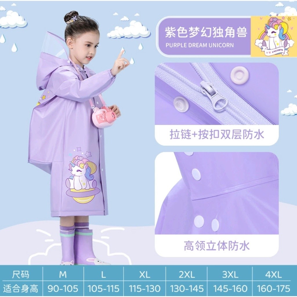 Jas Hujan Raincoat Tas Karakter Lentur Ank2 Remaja Mantel Raincot Laki Perempuan Kids Mantrol Rain A