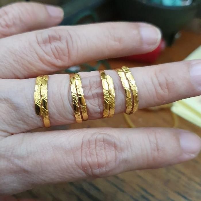 Outsy- Cincin Susun 1Gr 1 Gram 1G 24K 24Karat 24 Karat 99% Emas Asli 1Gr Gold