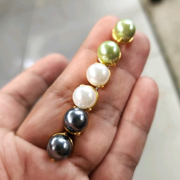 Outsy- Giwang Mutiara Shell 10Mili Ikat Lapis Emas Kuning