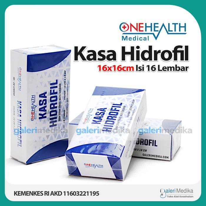 Onehealth Kasa Hidrofil 16x16cm Isi 16 Lembar Kasa Steril Halus Meteran Termurah Untuk Luka Operasi 