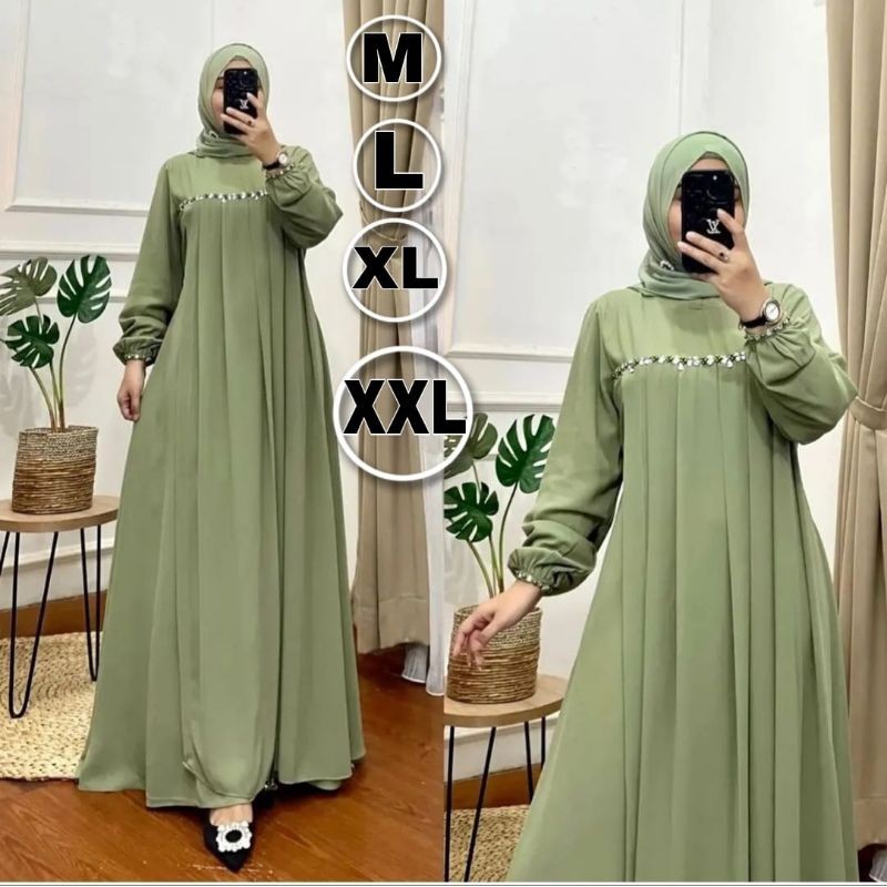 PROMO / Tamara Dress Pesta Warna Green Sage Mewah Model Kekinian Resleting Depan Busui - MAXY Dress