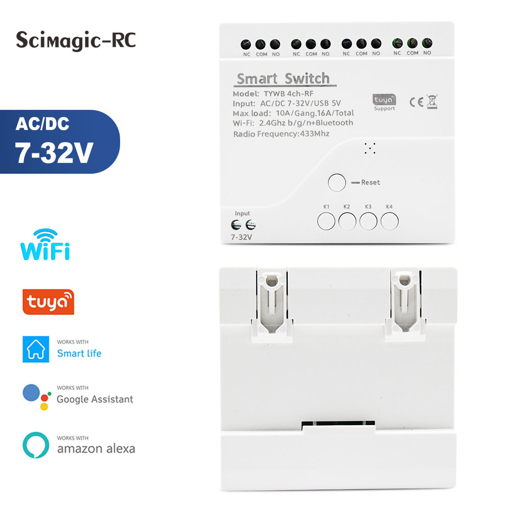 4 Channel Tuya Smart Switch WIFI Relay Module RF433 Wireless Control