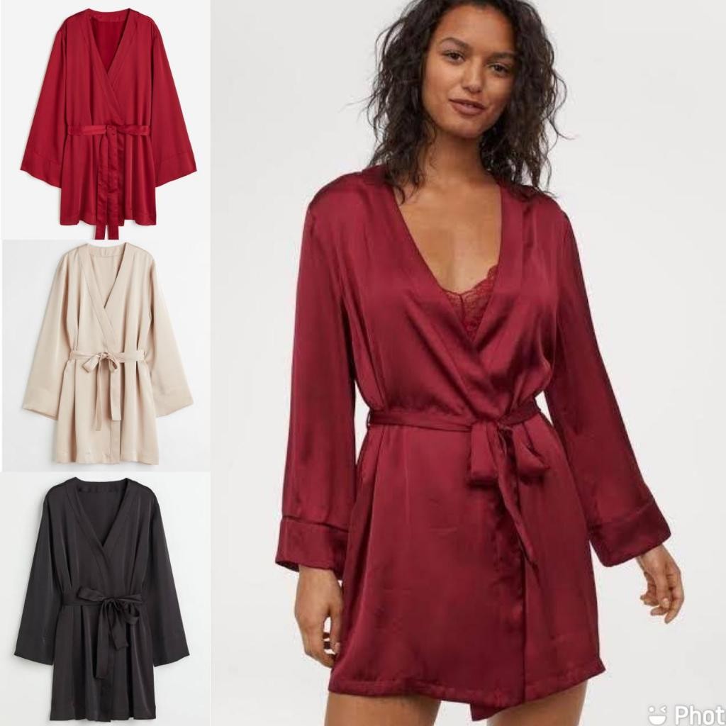 [NEW] DRESS MIDI KIMONO LENGAN PANJANG TALI PINGGANG BAHAN TEBAL