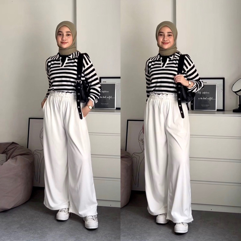 [NEW] Alexa One Set (Sweater Rajut+HijabSquare+Kulot Rib Pants)