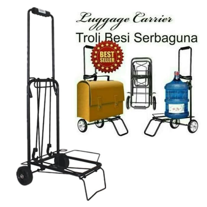 Troley Troli Lipat Bawa Aqua Galon dan Gas / Trolley Barang Serbaguna / Troli Besi Lipat