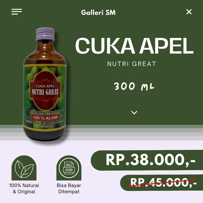 

Cuka Apel Nutri Great Organik 300 Ml Apple Cider Vinegar Organic Acv