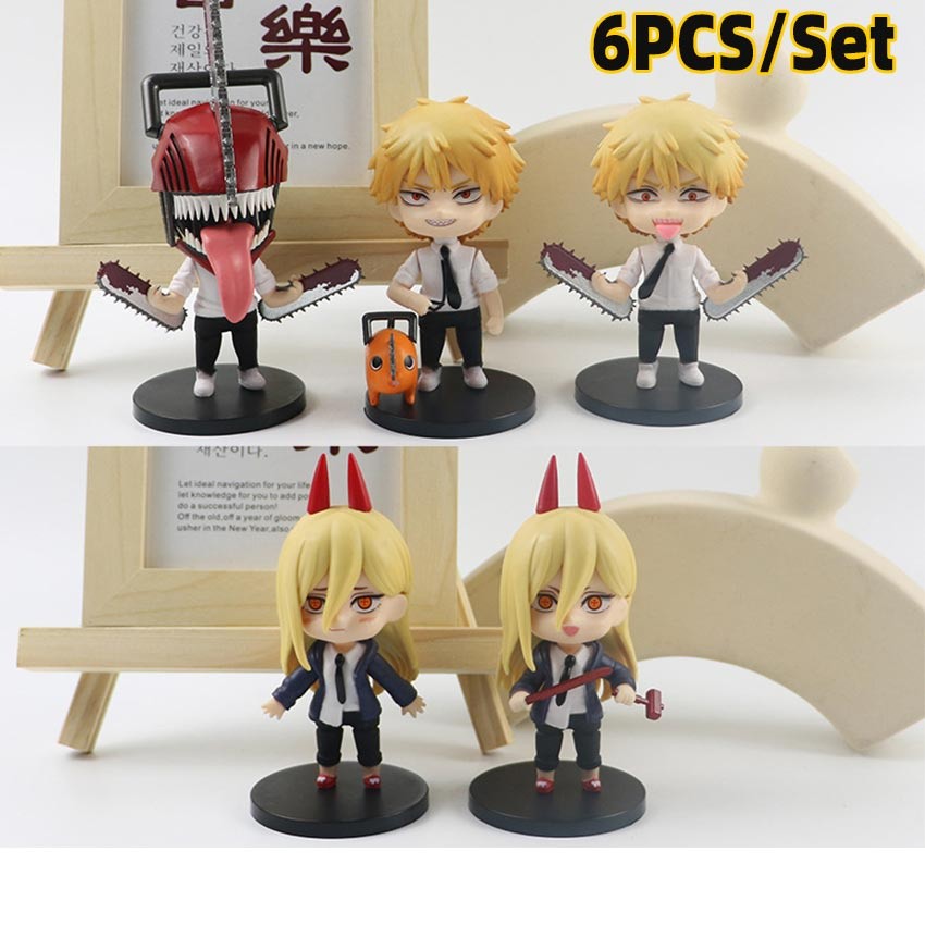 6Pcs Chainsaw Man Figure Pochita Denji Power Action Figure Power Pochita Denji Chainsaw Man Untuk