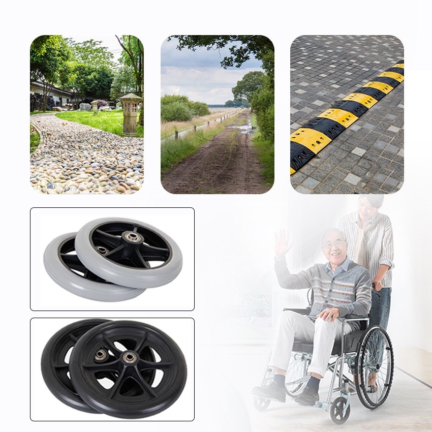 roda depan kursi roda 8 inch - Kursi Roda "Diameter Full 20 Cm" - Roda Kursi Roda - Roda Bagian