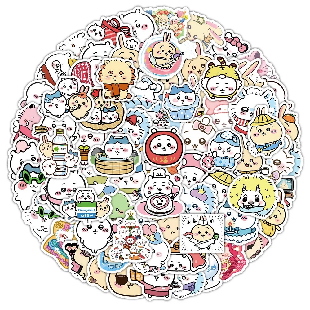 

100Pcs Cute Chiikawa Cartoon Graffiti Stickers Diy Laptop Phone Case Luggage Fridge Kawaii Decals