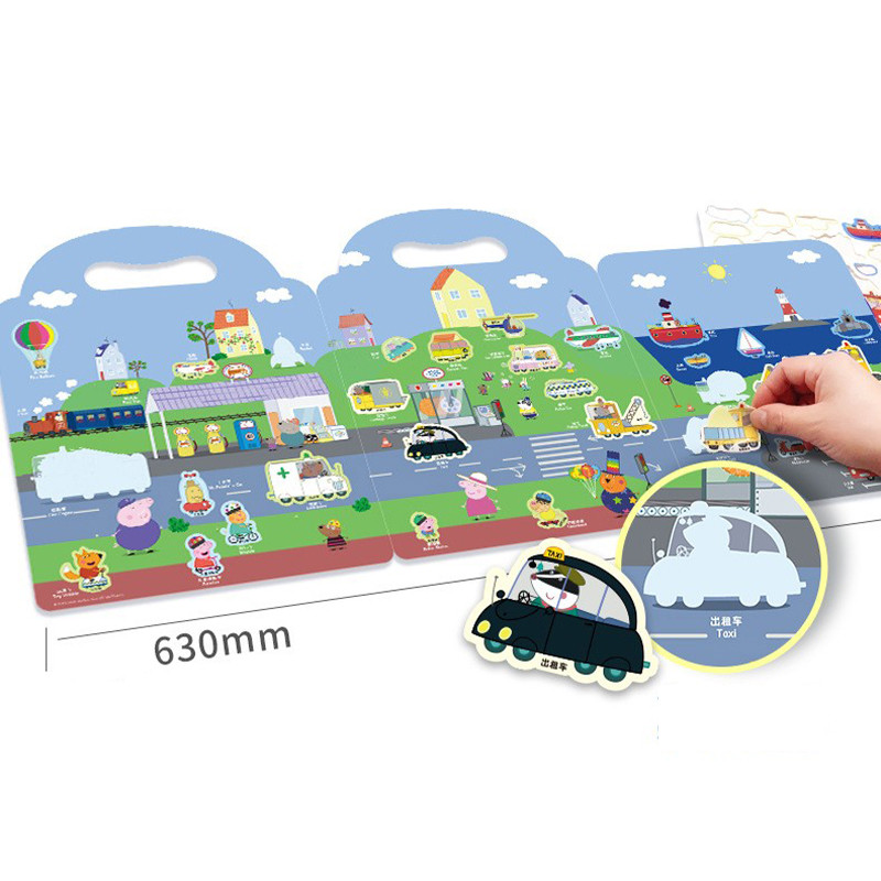 

Peppa Pig Quiet Book Jelly Paste 3-6 Year Old Children Cartoon Sticker Paste Educational Toy